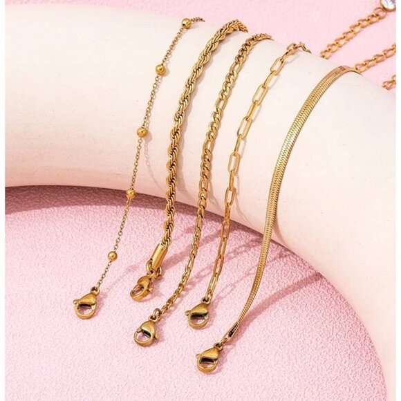YOU PICK 2! Waterproof Gold chain Bracelets stack tarnish free gold chain - Picture 10 of 12